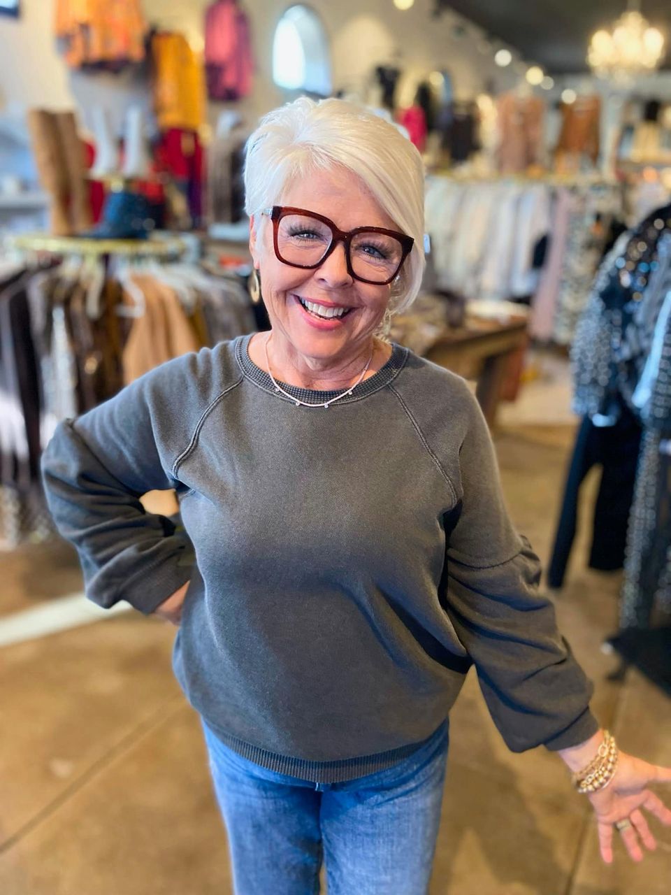 Charcoal Raglan Balloon Sleeve Sweatshirt