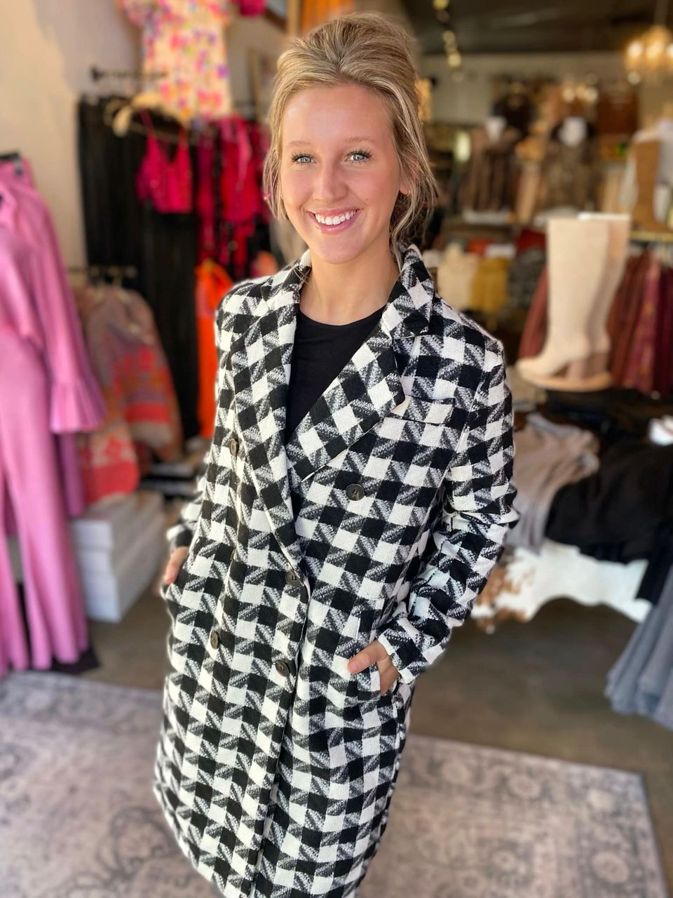 Blake Black/White Double Button Coat Jacket