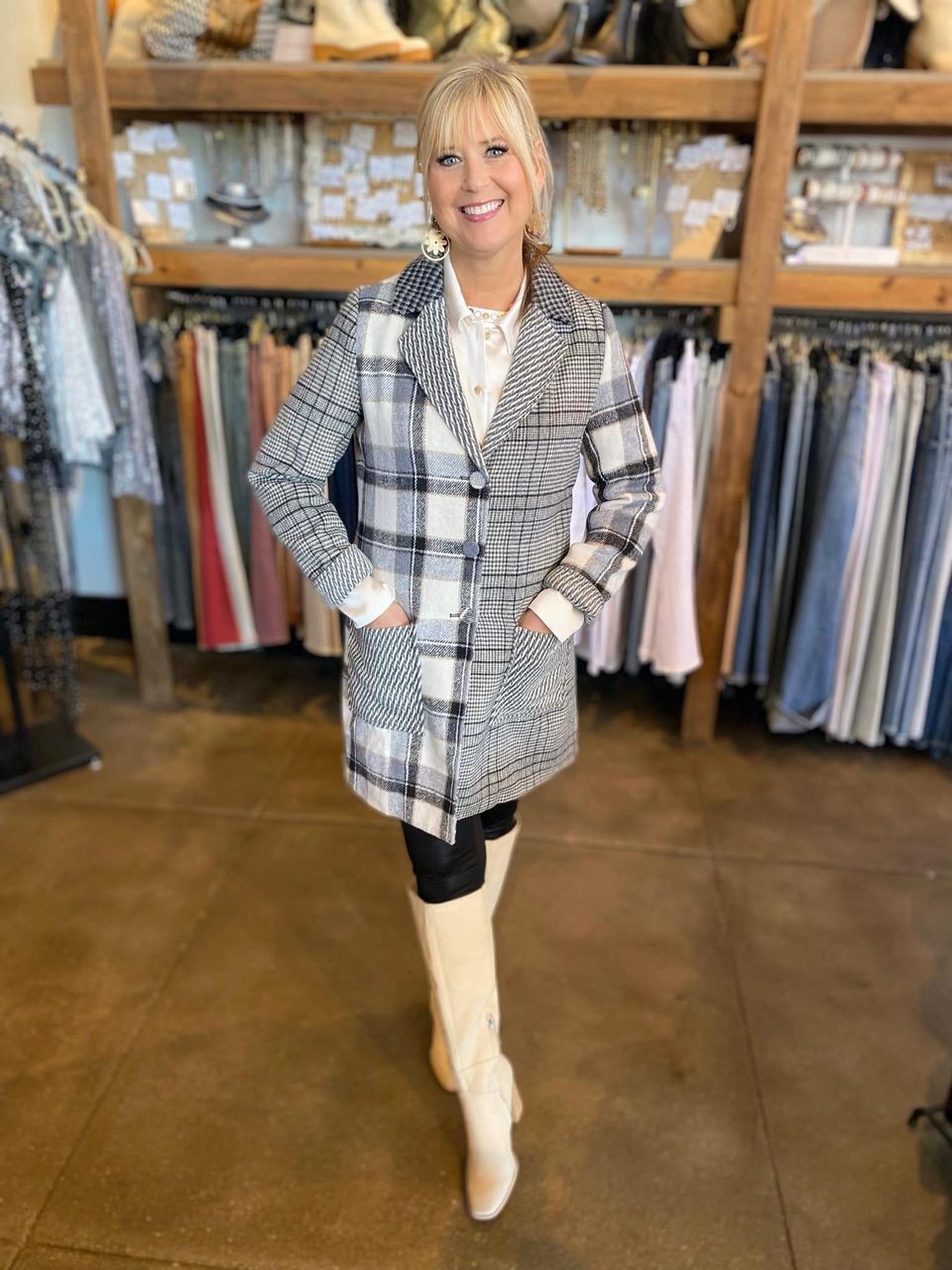 Tiffany Patchwork Plaid Coat