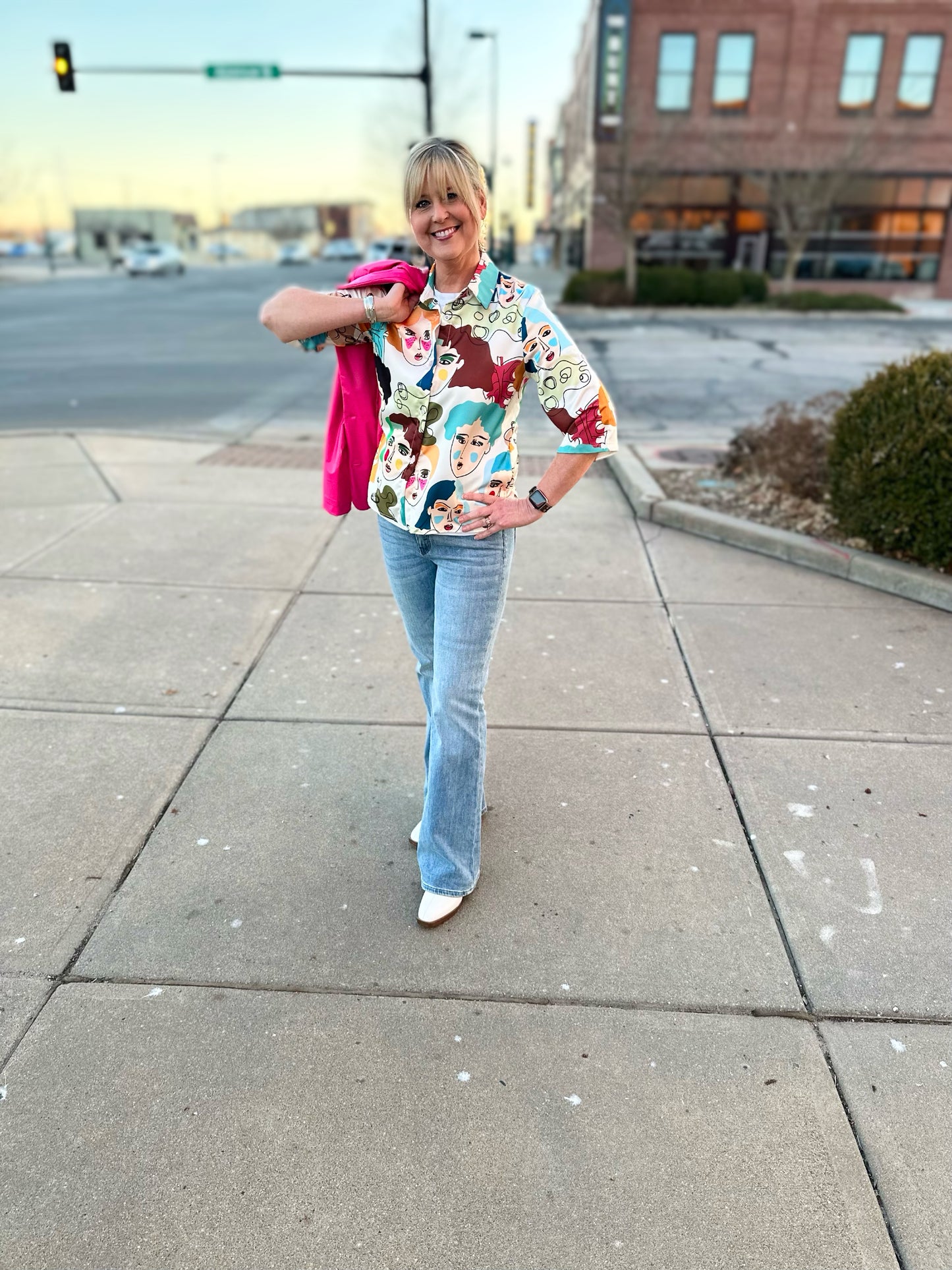 multi color faces top