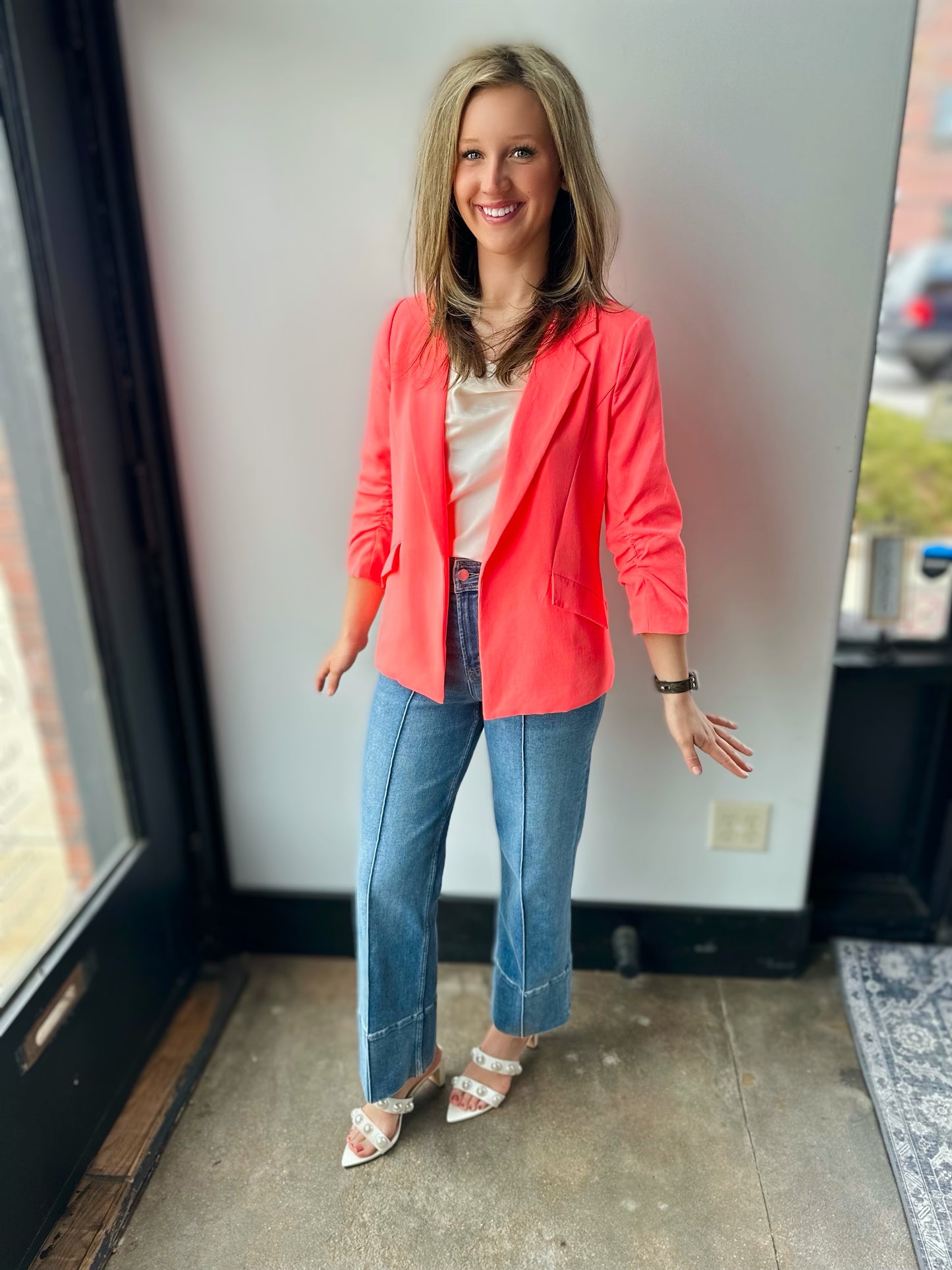 Girl Boss Blazer in Neon Salmon