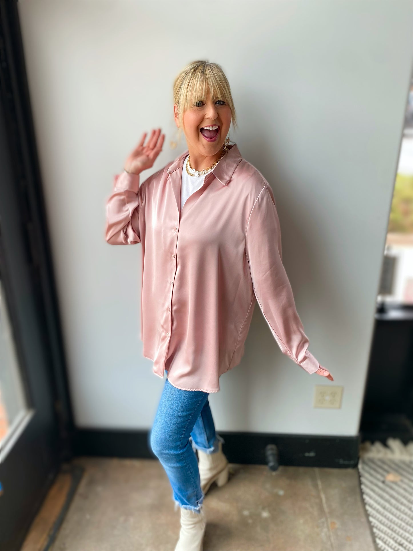 Dusty Pink plus size button down