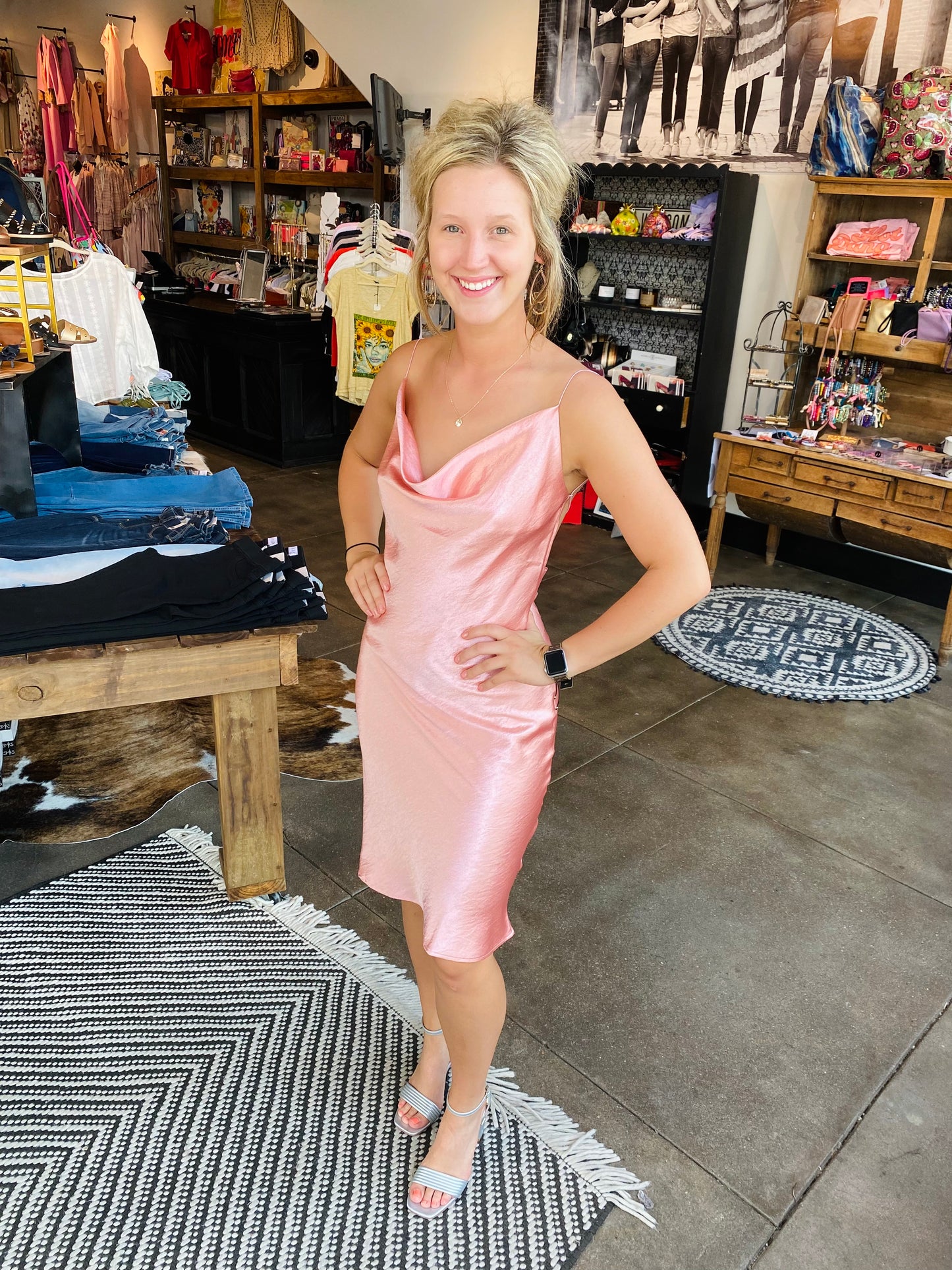 Teak rose cowl neck midi dress