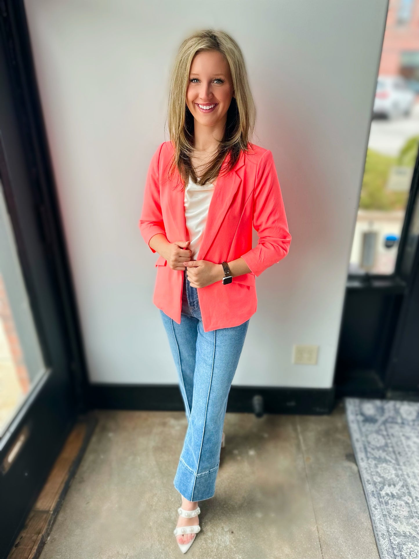 Girl Boss Blazer in Neon Salmon