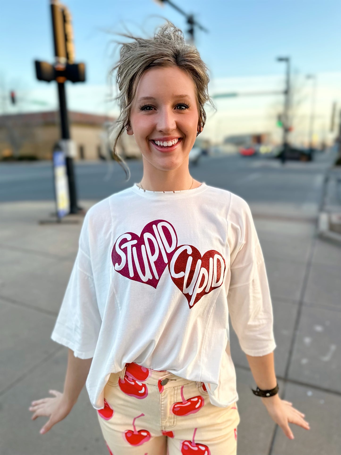 stupid cupid heart tee