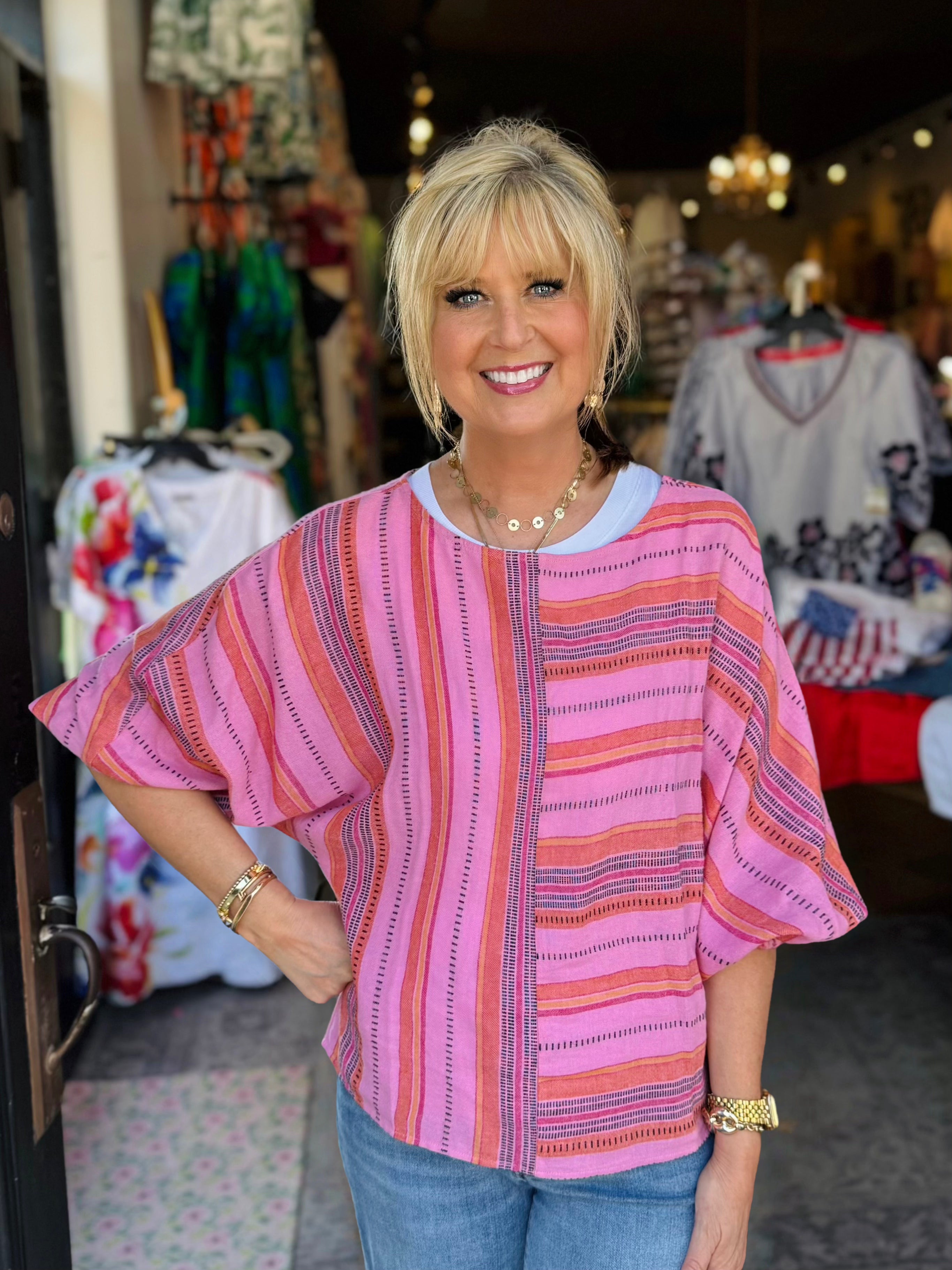 TRIBAL ROSESILK DOLMAN SLV BLOUSE 57520