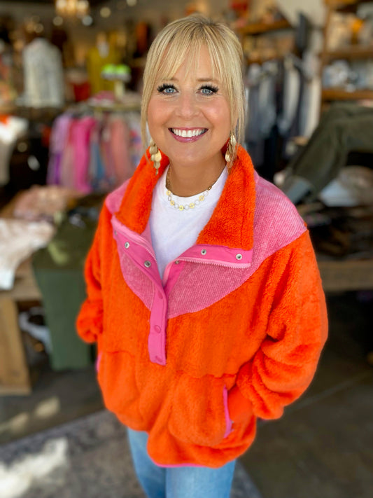 Electric Orange / Pink Pullover Jacket