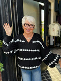 Astrid Black/White Combo Knit Sweater
