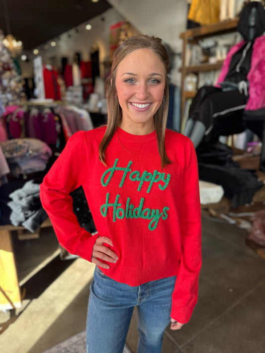 Red Happy Holiday Sweater