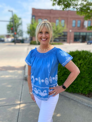Ivy Jane blue over the border top