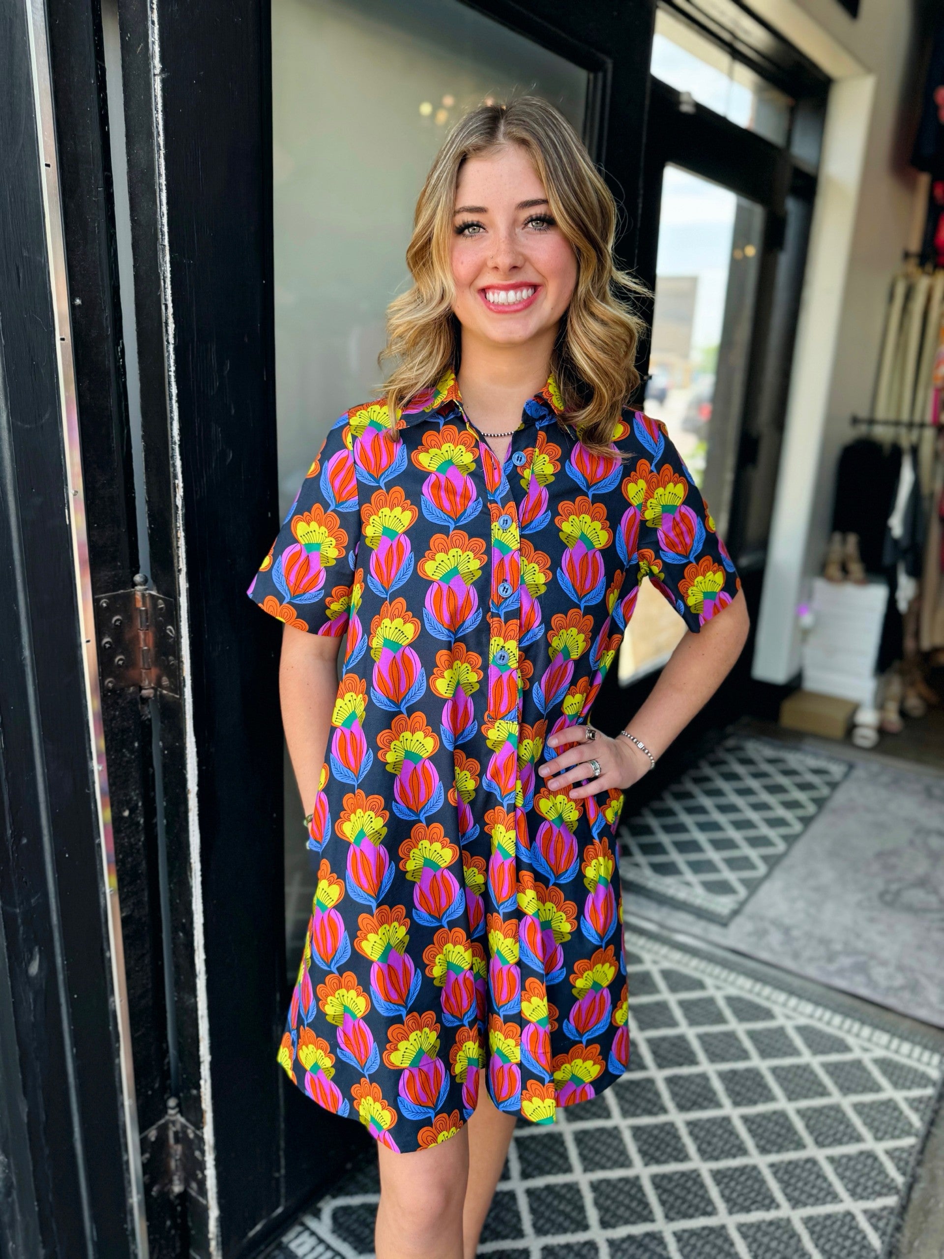 Uncle Frank Navy Blooming Buds Dress