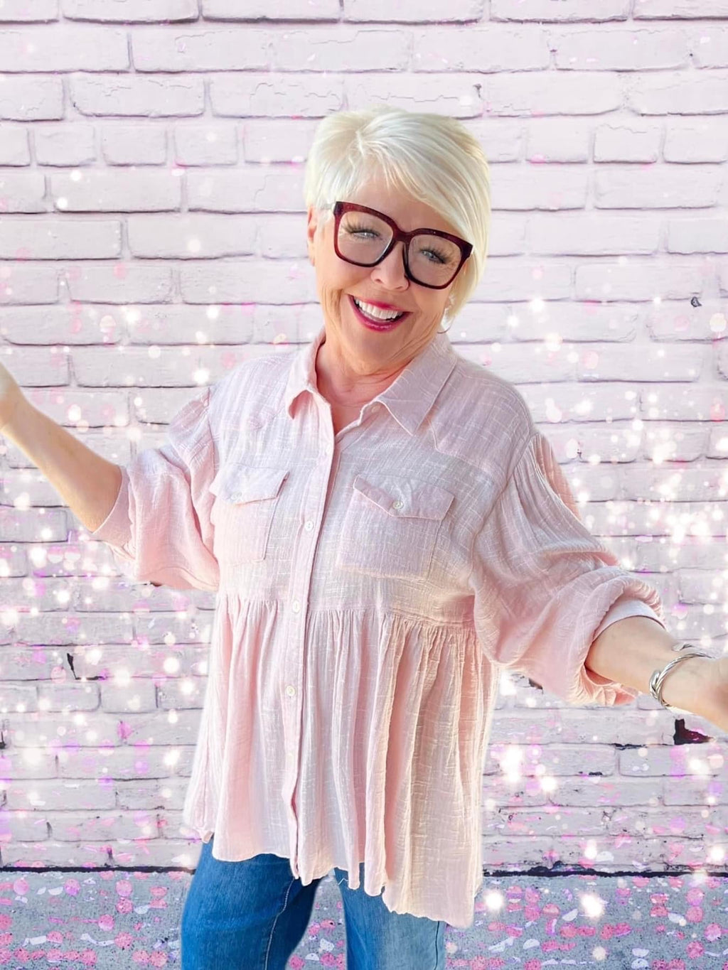 Ivy Jane pink peplum gauze jacket