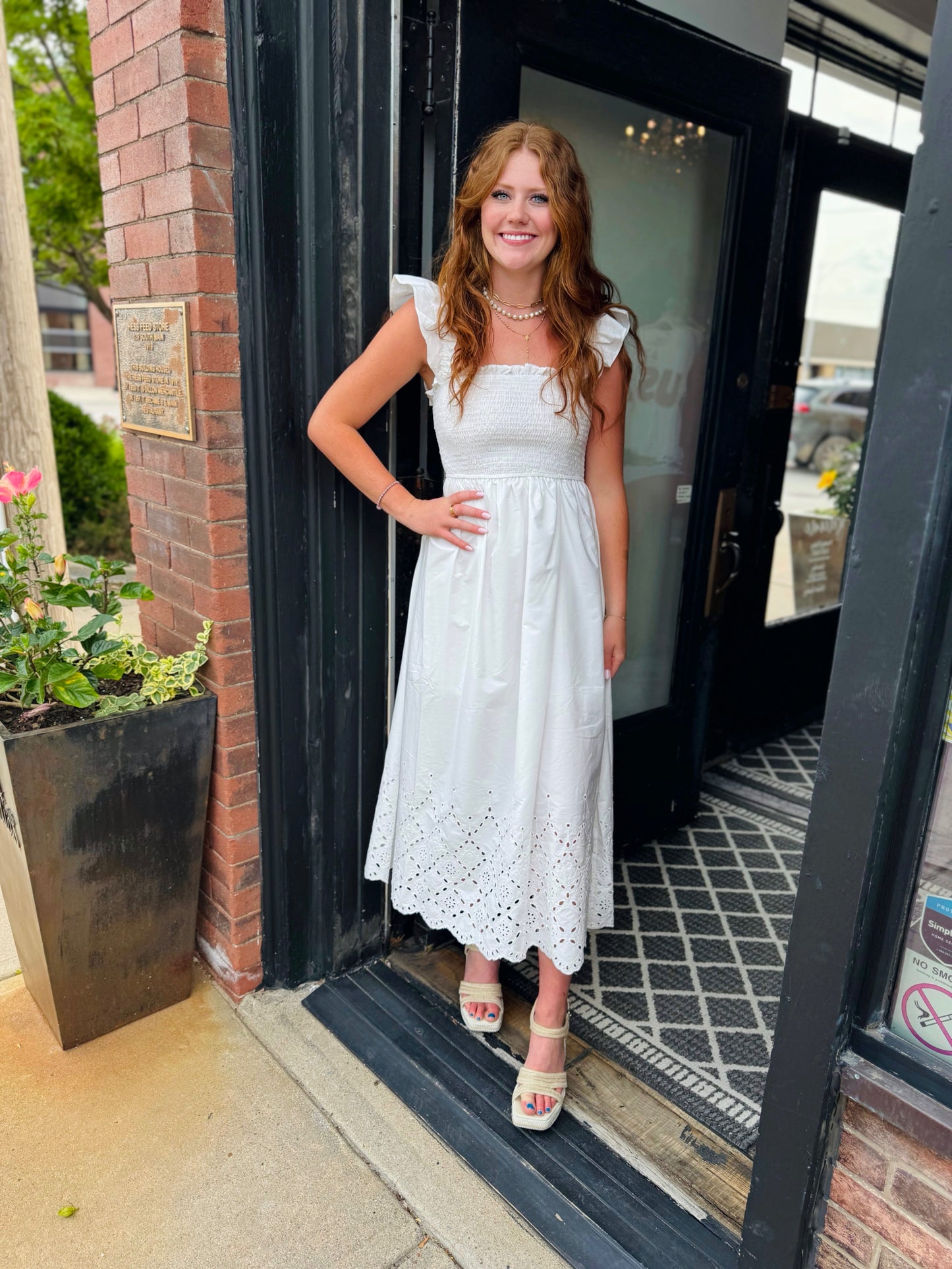 White Oats and Hunni Ruffle Sleeve Midi Dress