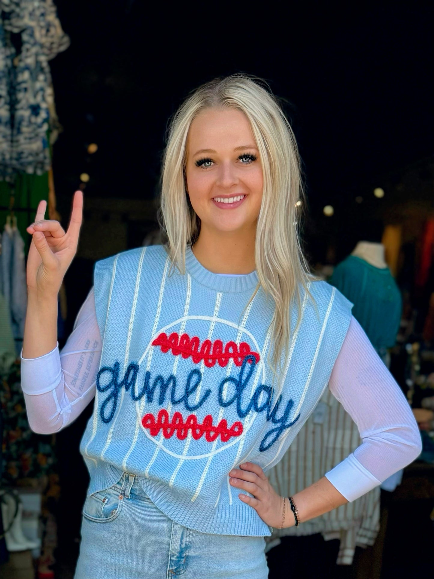 Gameday & Baseball Embroidered Sweater Vest