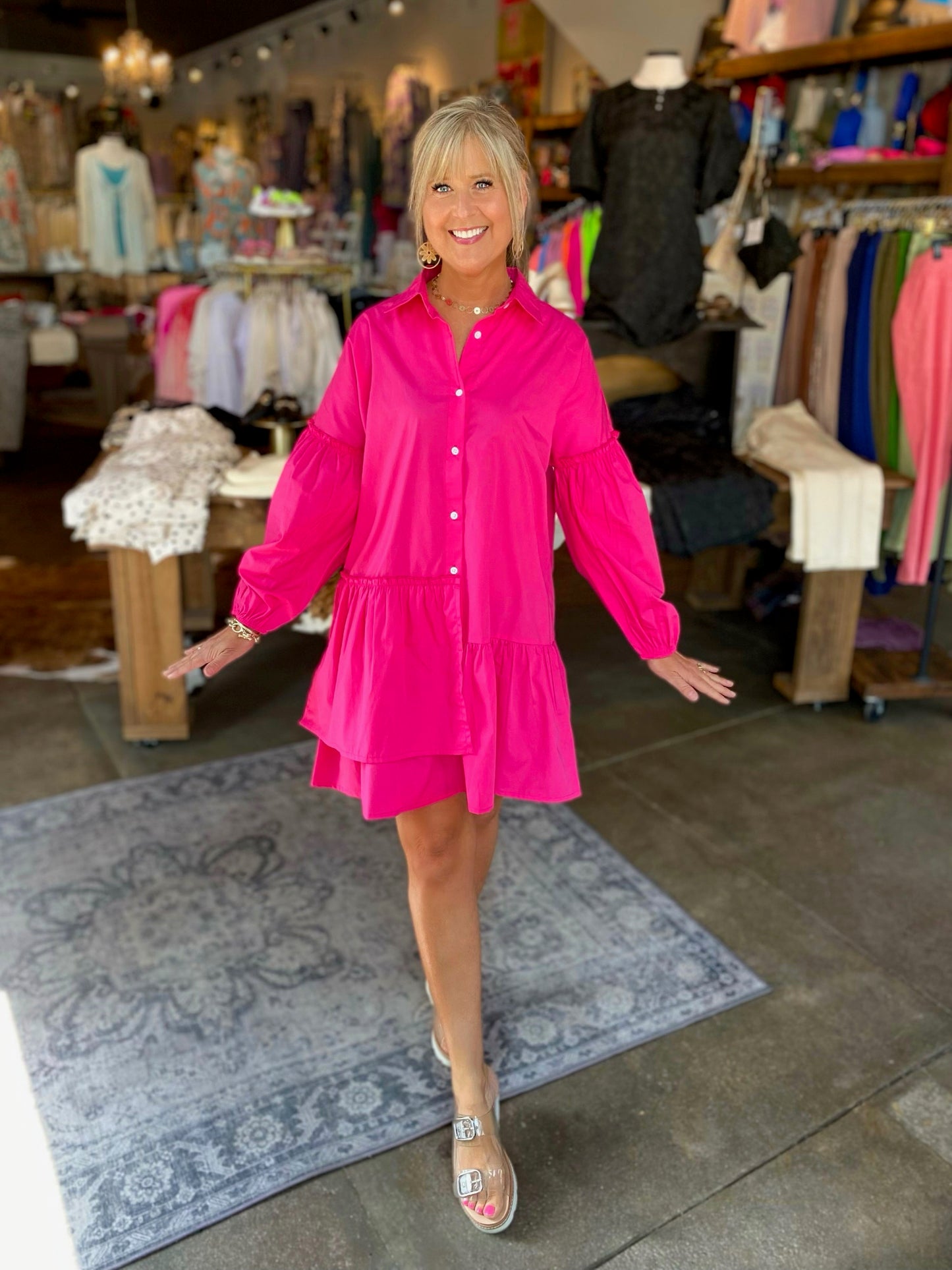 Mudpie Mary Ruffle Dress Pink