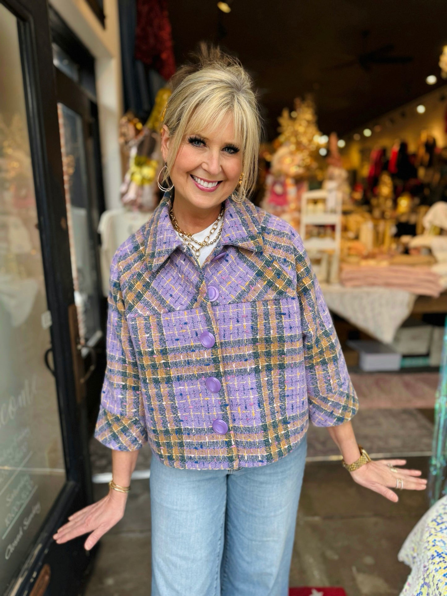 Ivy Jane Peri Swing Plaid Jacket