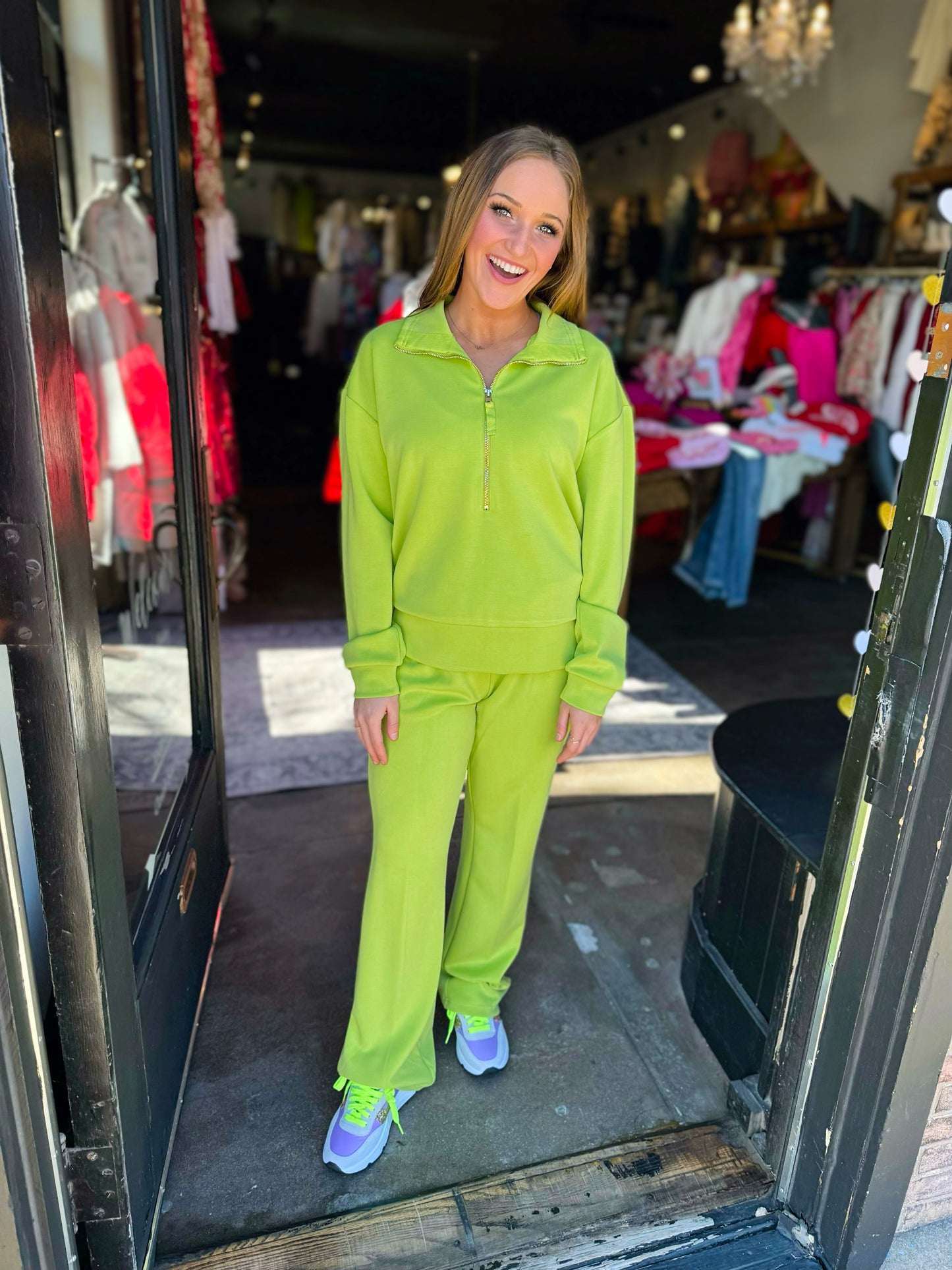 Esqualo Lime Front Zip Sweater