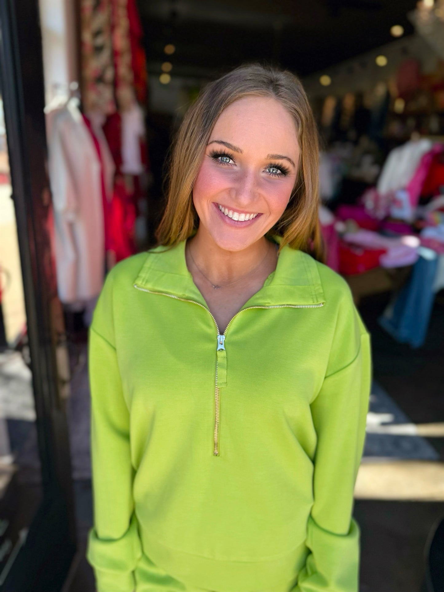 Esqualo Lime Front Zip Sweater