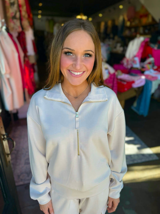 Esqualo Sand Front Zip Sweater