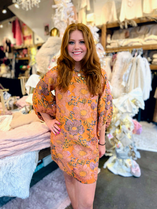 Ivy Jane Russet Brocade Shift Dress