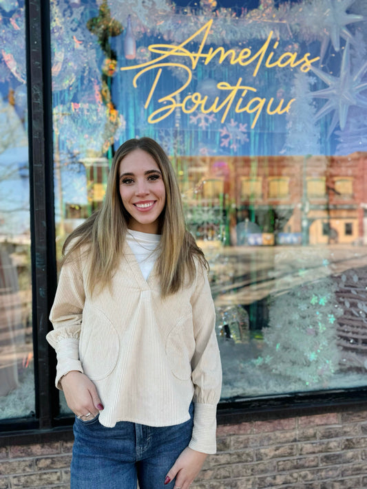 Ivy Jane Ivory Corduroy Popover