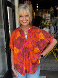 Ivy Jane Multi Bold Flower Popover Top