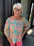 Charlie B Rainbow Off-The-Shoulder Cotton Blouse