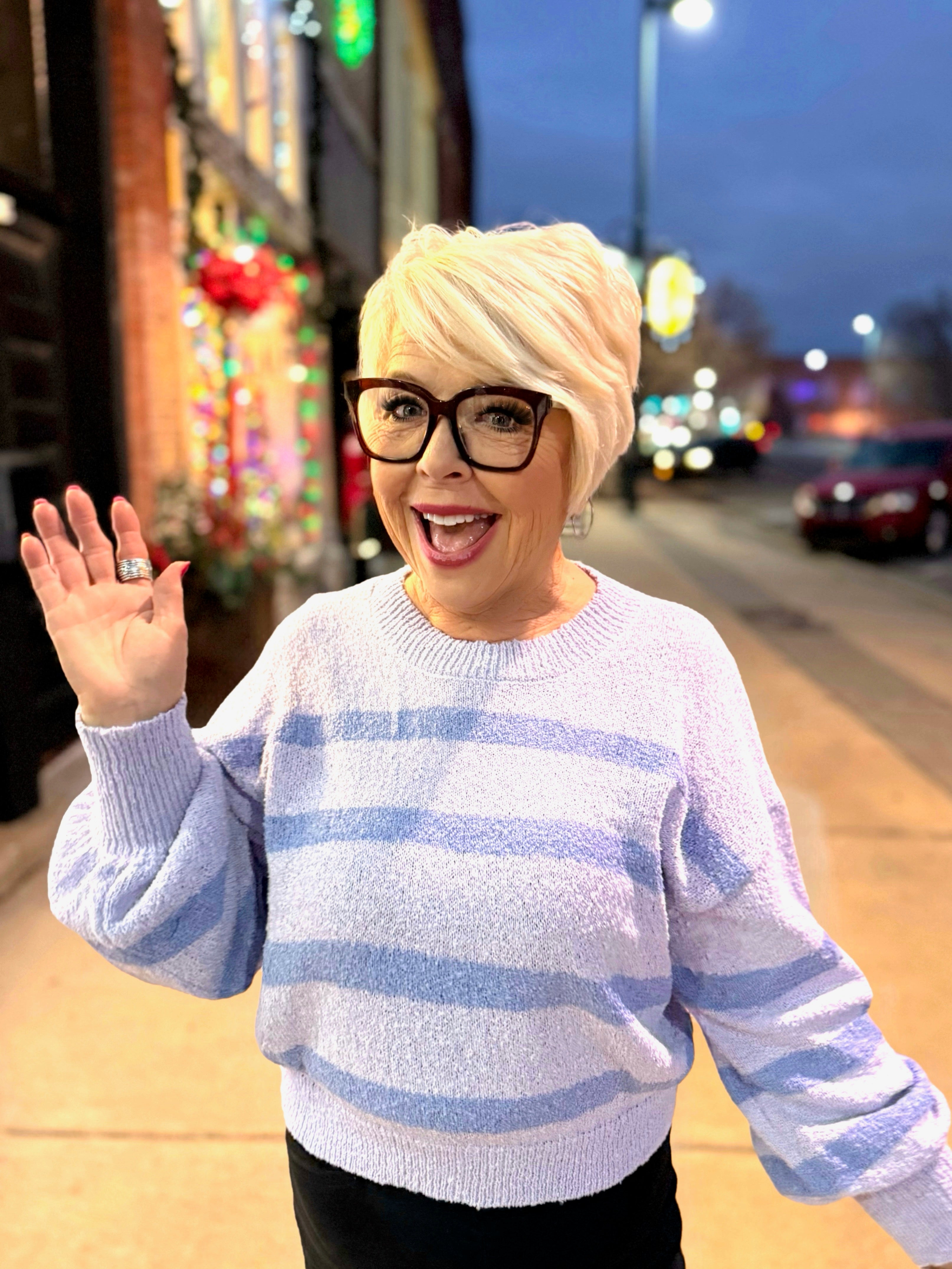 Lilac Stripe Sweater W1856