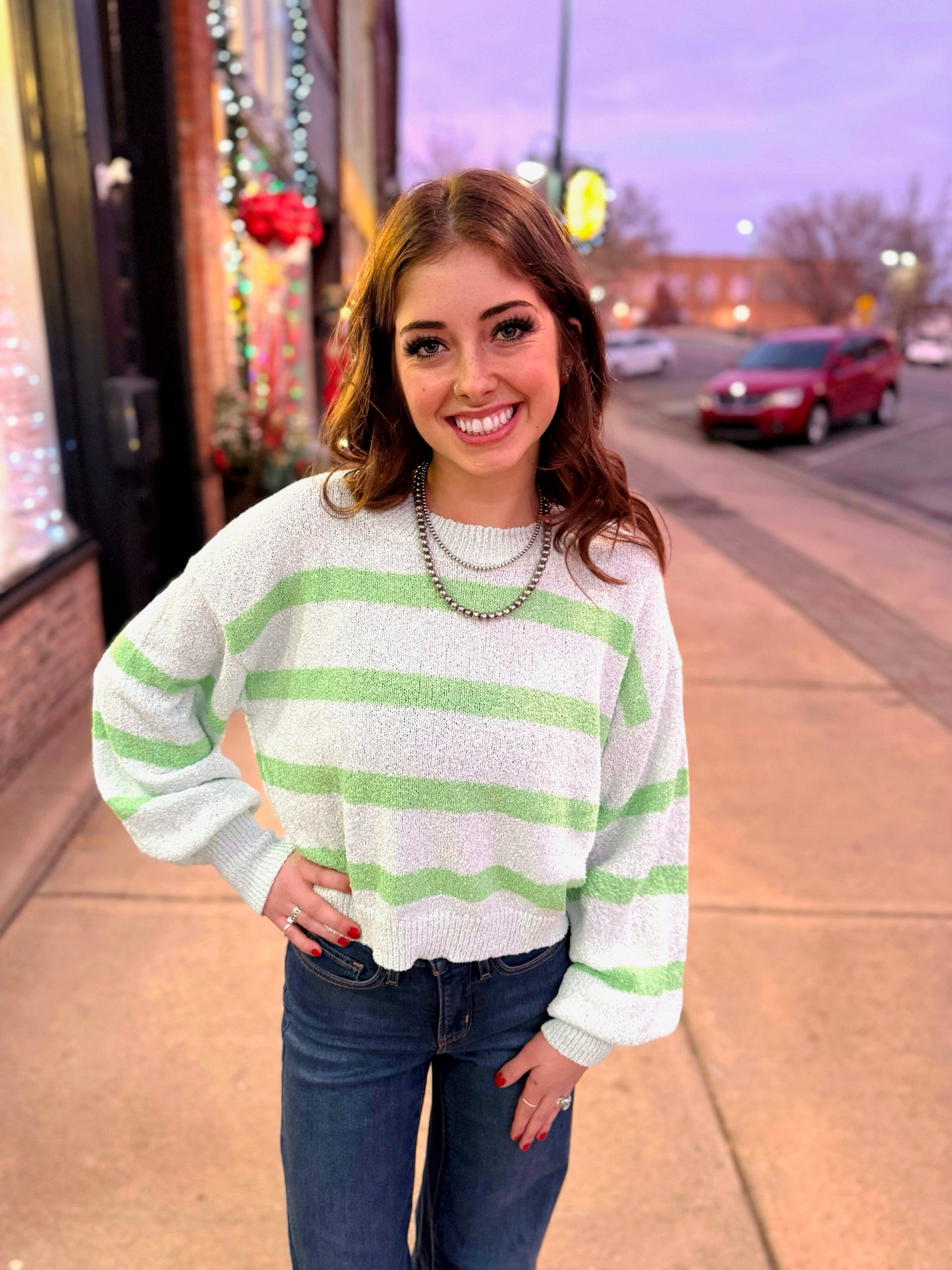 Light Mint Stripe Sweater W1856