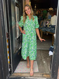 MARY SQUARE CAMERON DRESS GREEN DAISY CHAIN