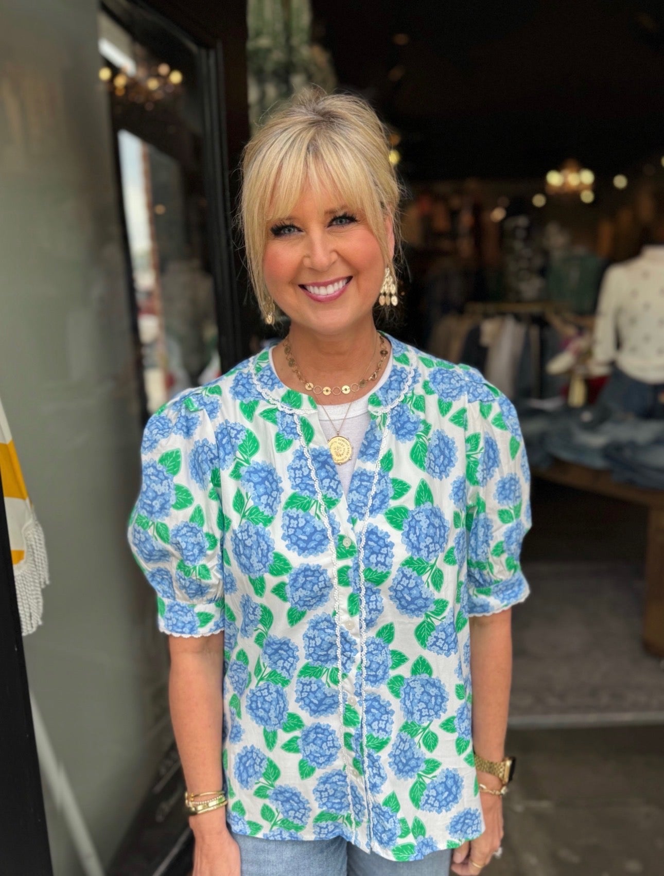 MARY SQUARE ELAINE SUMMERFAIR BLUE TOP