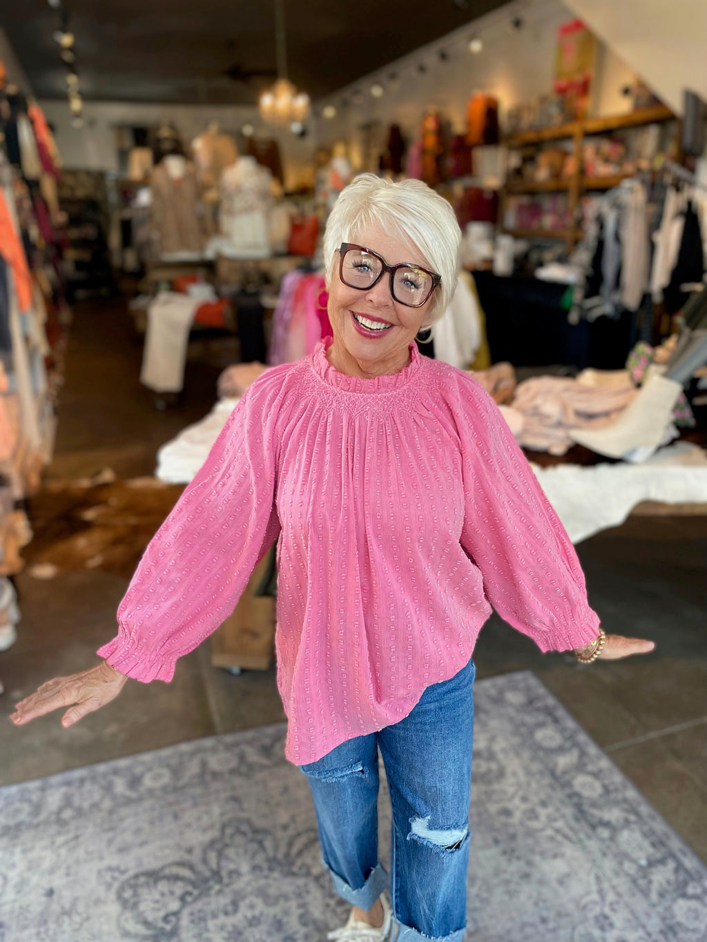 Ivy Jane Pink Clip and Stripe Top