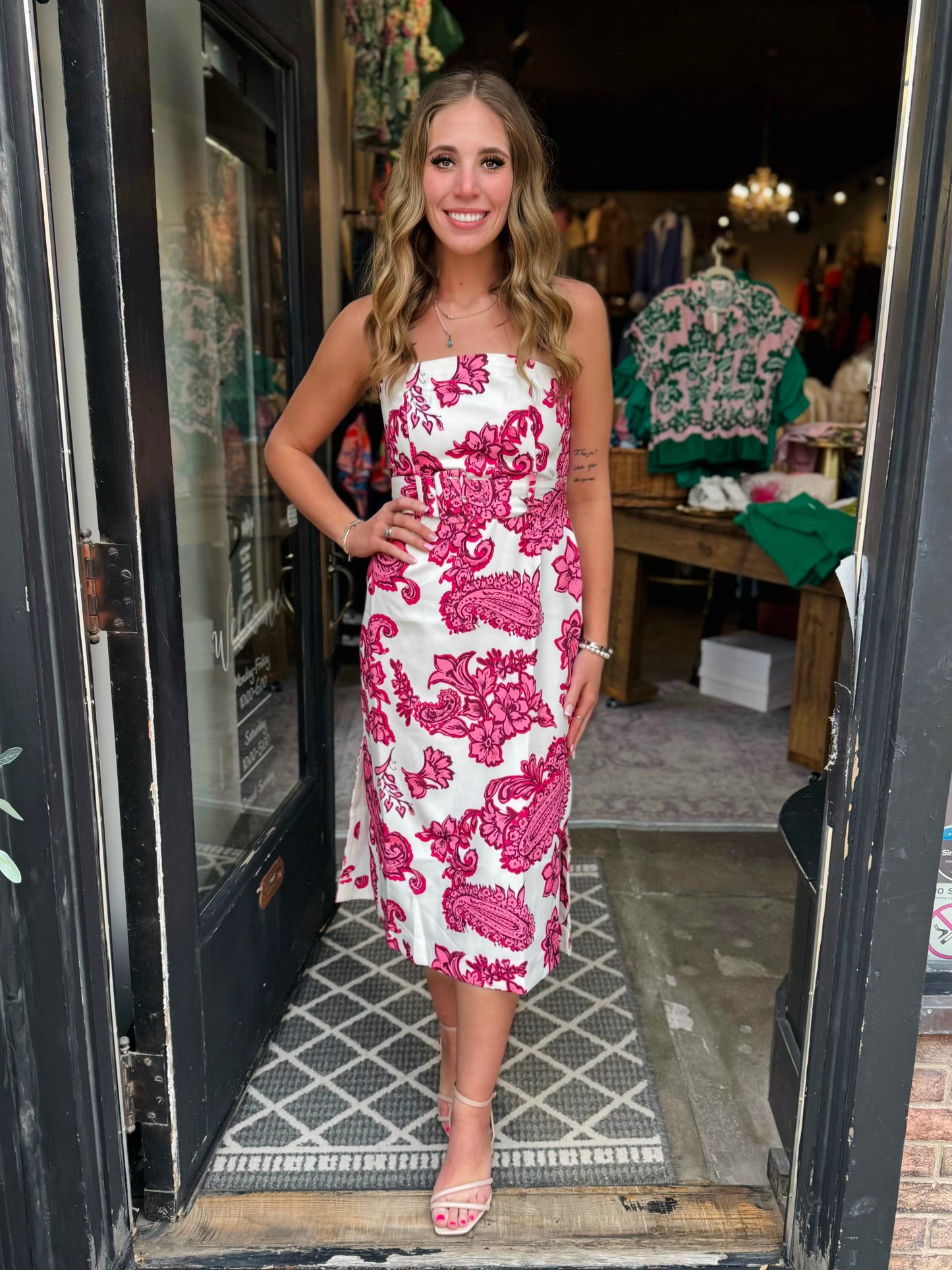 Jade Berry Paisley Belted Tube Mini Dress