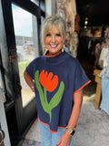 IVY JANE NAVY TULIP POPOVER SWEATER