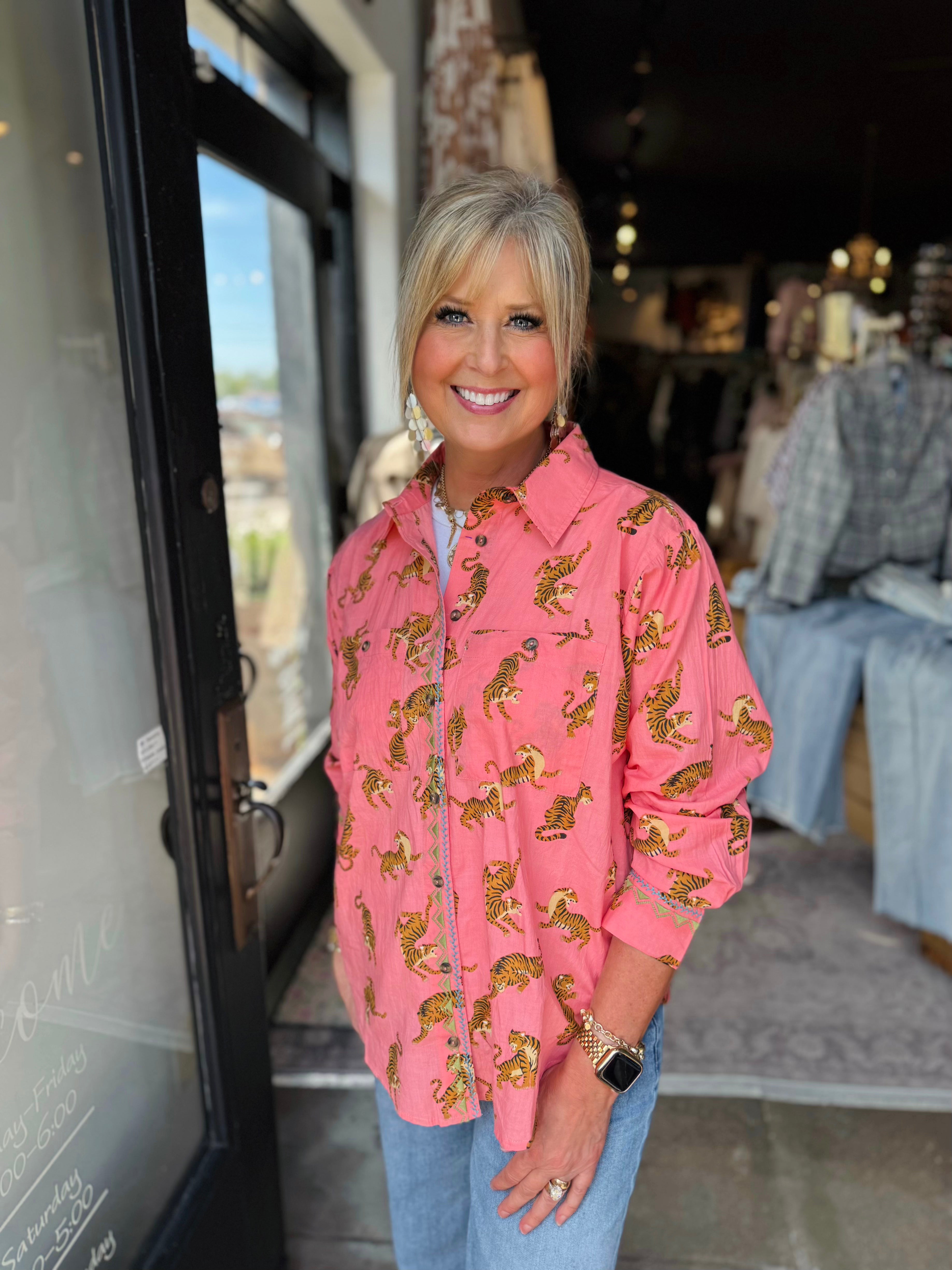 IVY JANE CORAL TIGER CAMP SHIRT