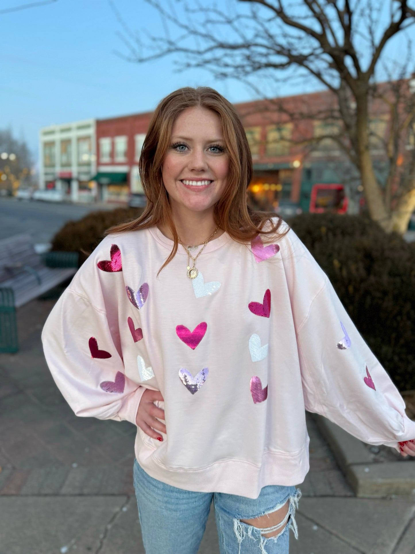 Mary Square Swtshrt Millie Hearts XXL