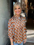JOY JOY 79H2008 COPPER TILE BATWING BLOUSE