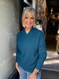 KAREN KANE TEAL SHAWL COLLAR SWEATER