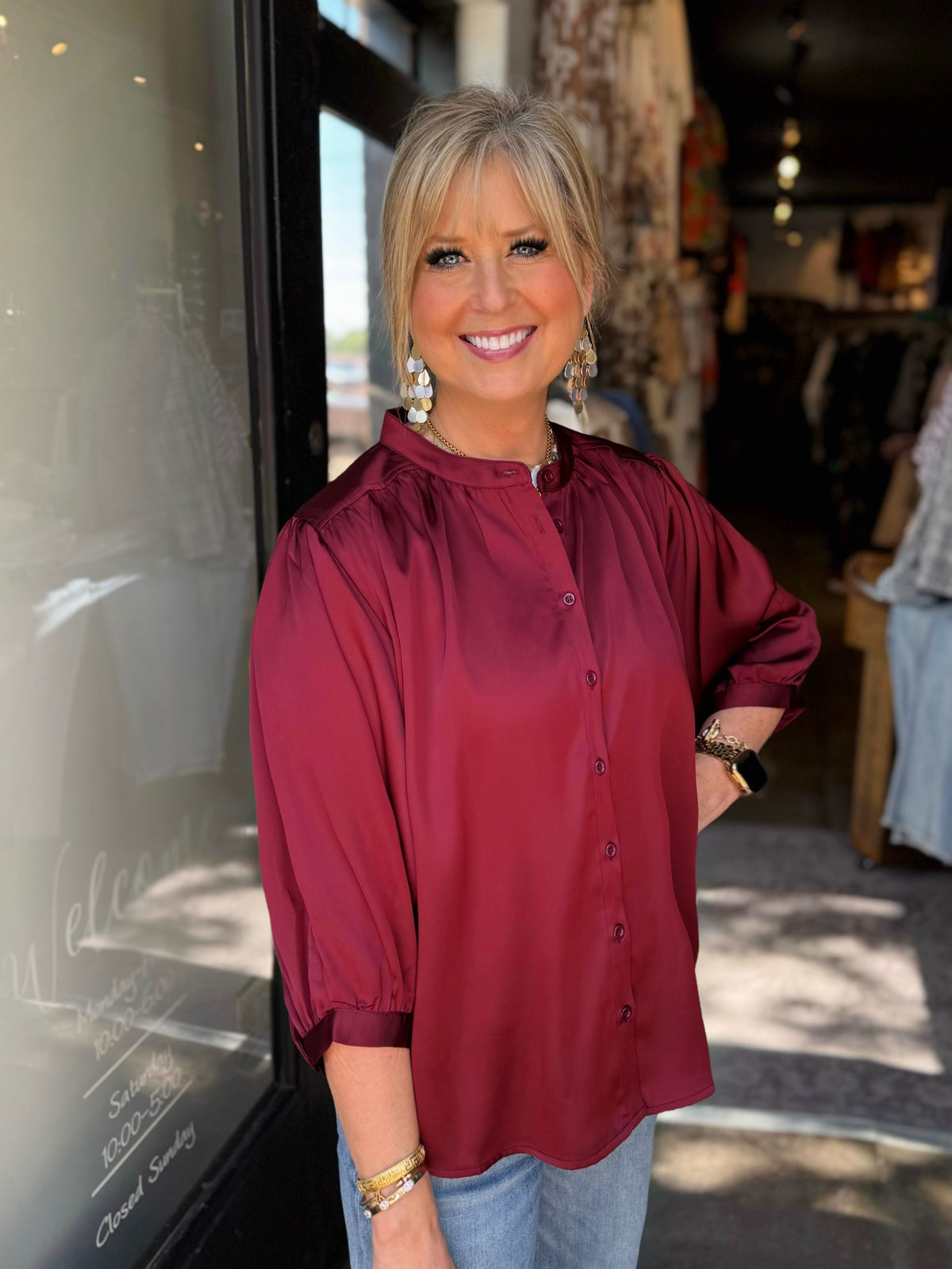 JOY JOY MAROON BATWING BLOUSE