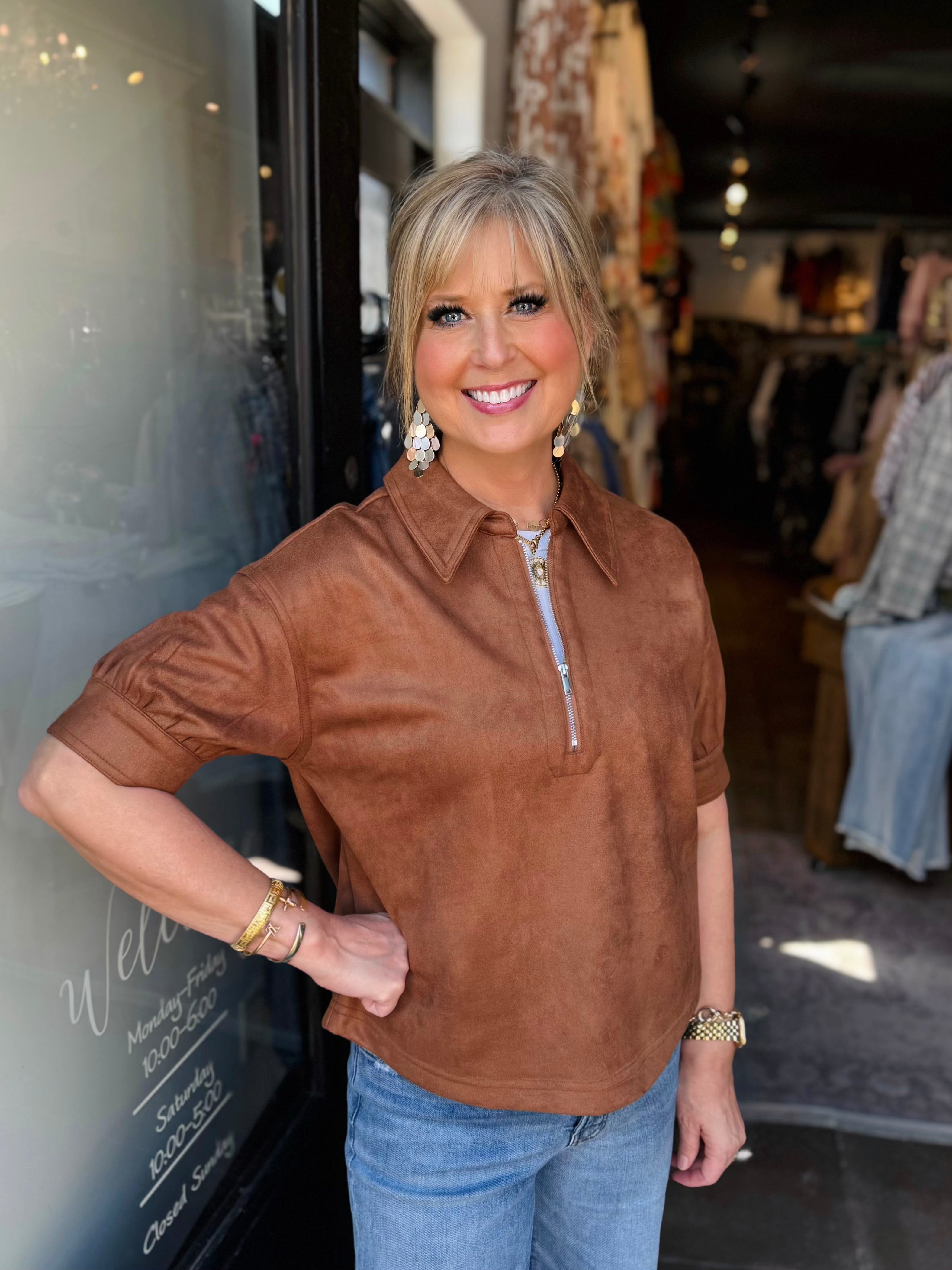 VELVET HEART ELVIE CAMEL PUFF SLEEVE