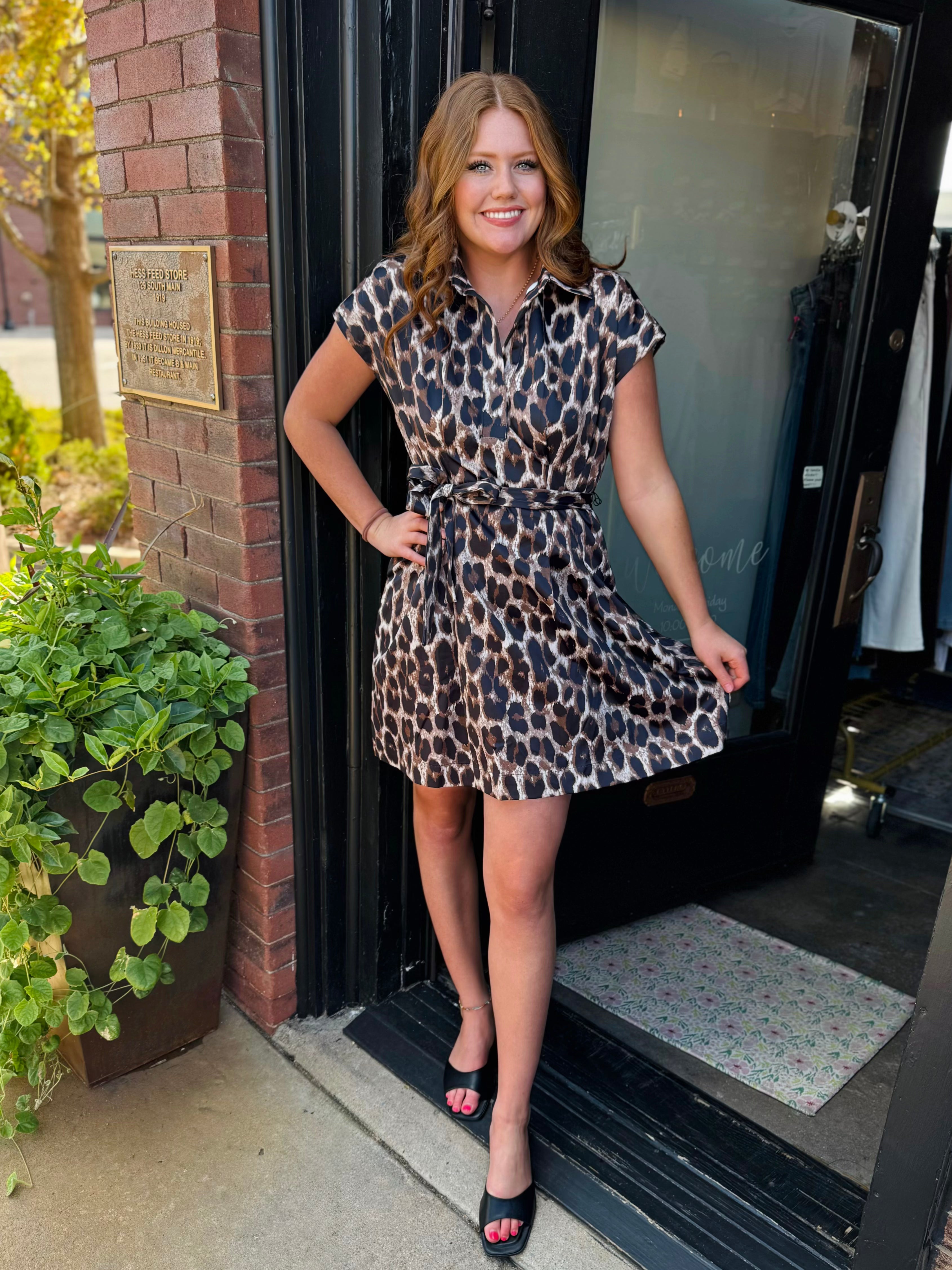 JADE 79H5142 LEOPARD FIT & DART DRESS