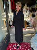 Karen Kane Black Travel Jersey Drape Front Crossover Blouse