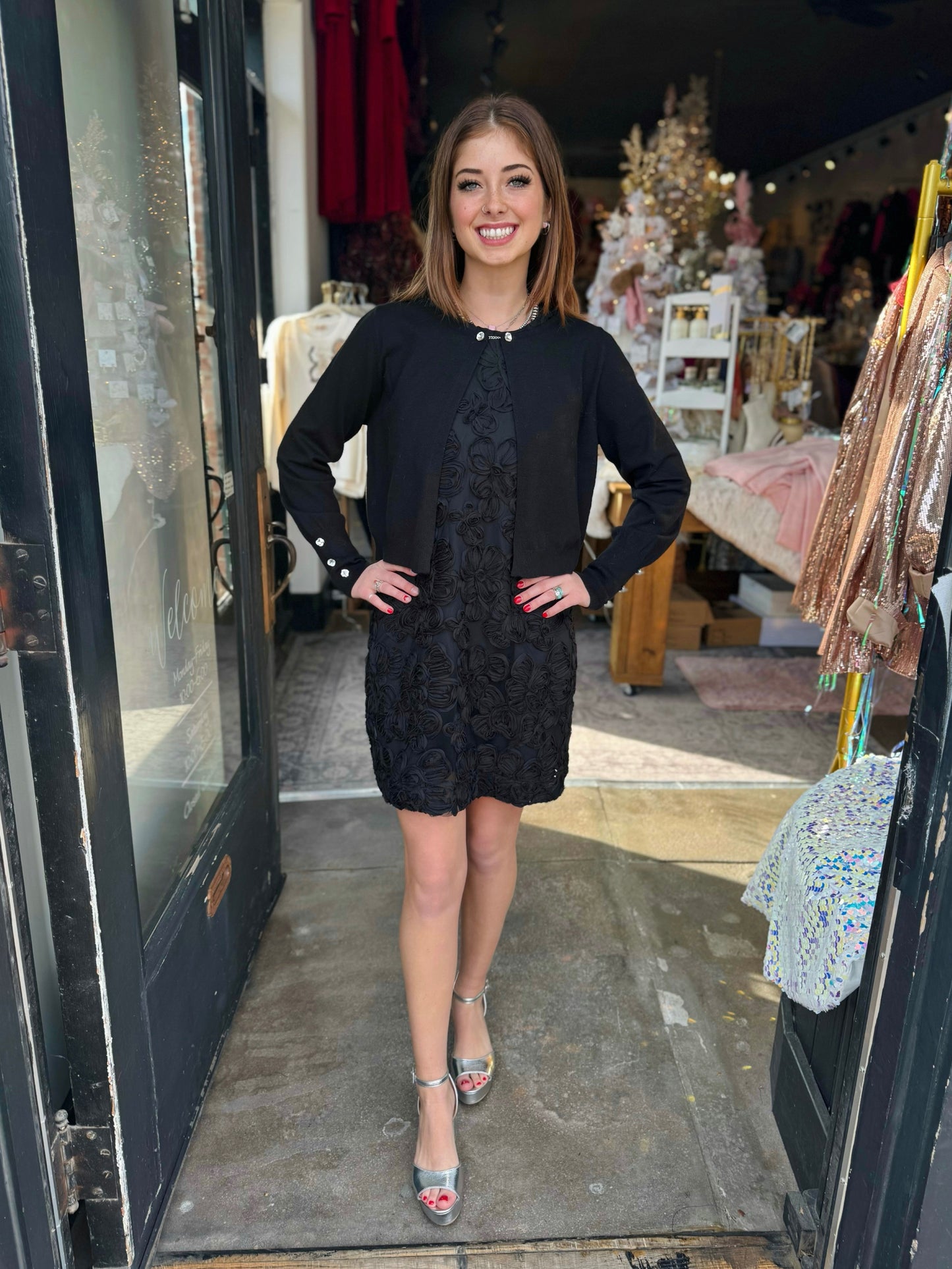 Molly Bracken Black YL Knitted Bolero