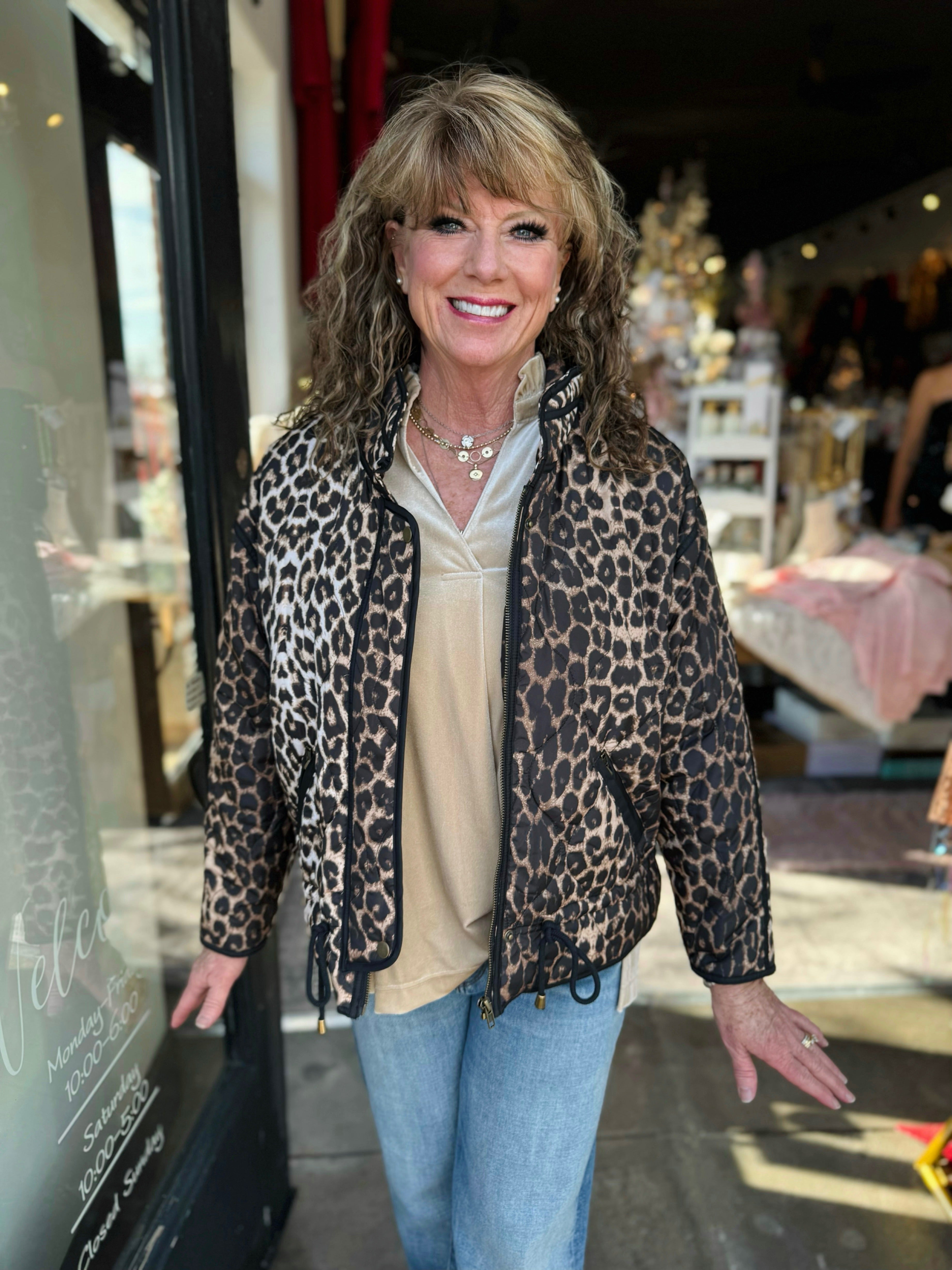 Tru Luxe Neuani Animal Print Quilted Jacket