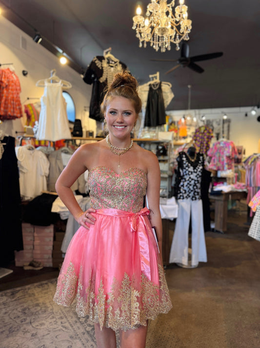 Juliet #759-1 Coral Gold XS Short Dress
