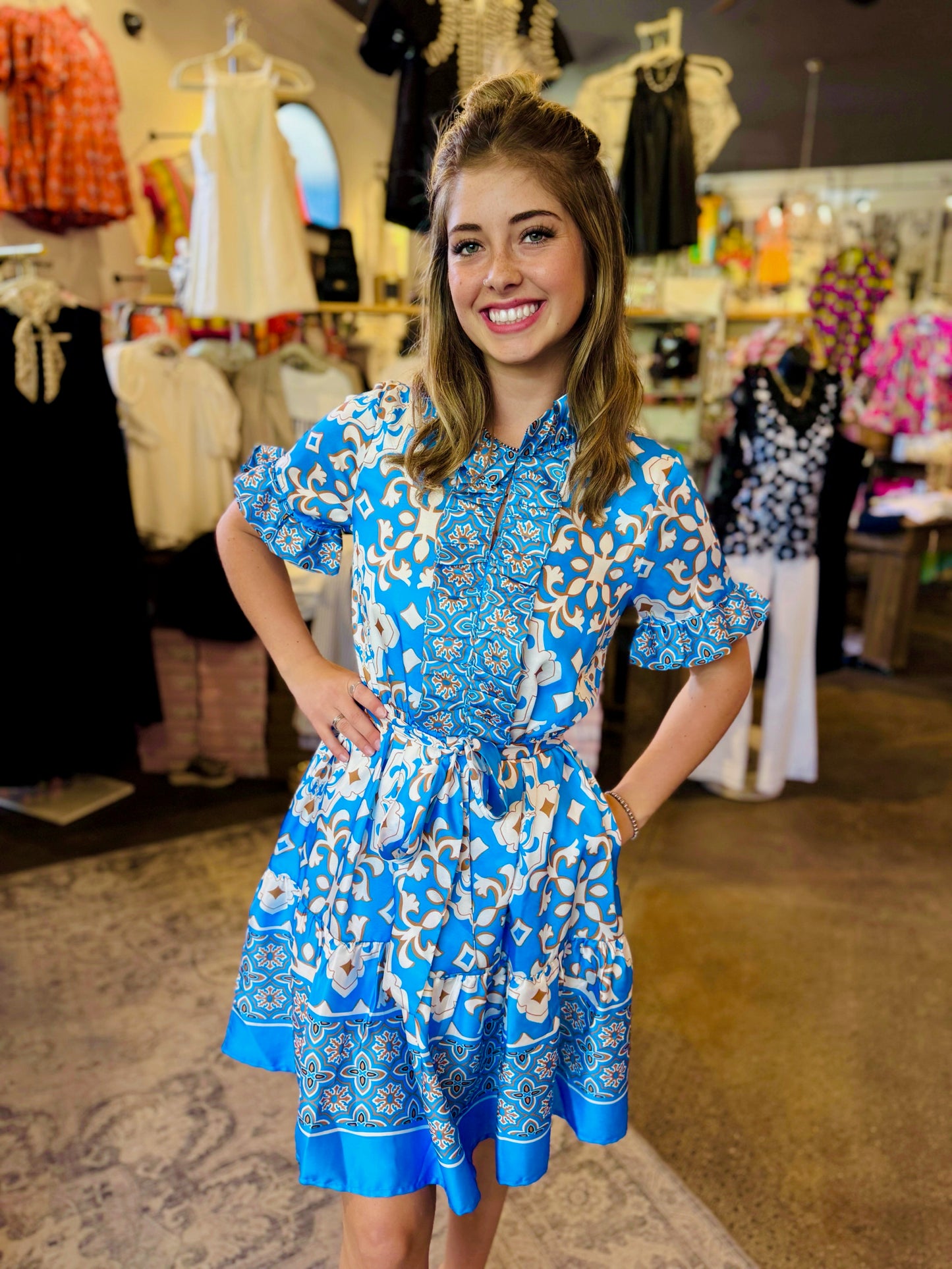 Jade Kalei Bor Ruffle Around Dress