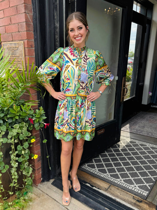 Jade Forest Bor Tiered Shirt Dress
