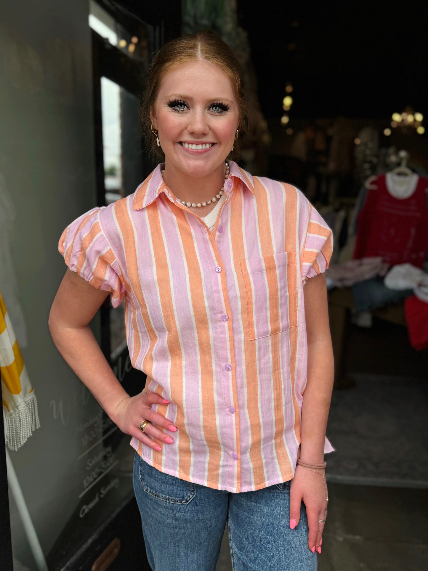 Ivy Jane Striped Gauze Camp Shirt 650444