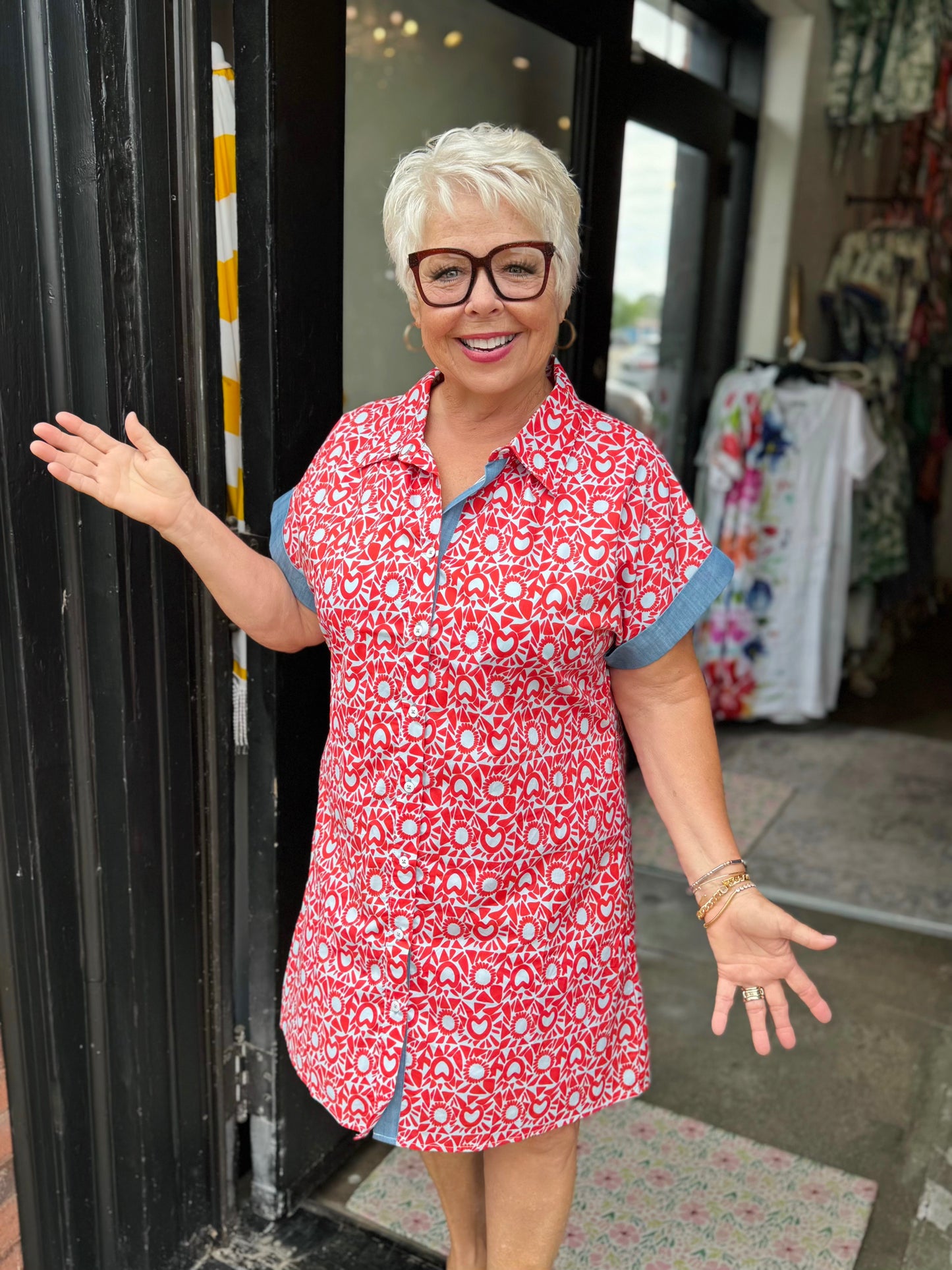 Bomb Pop Short Sleeve Patterned Dress SRT2072