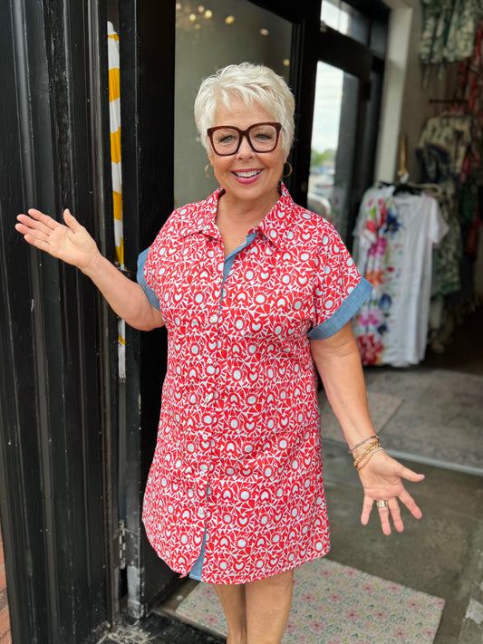 Bomb Pop Short Sleeve Patterned Dress SRT2072
